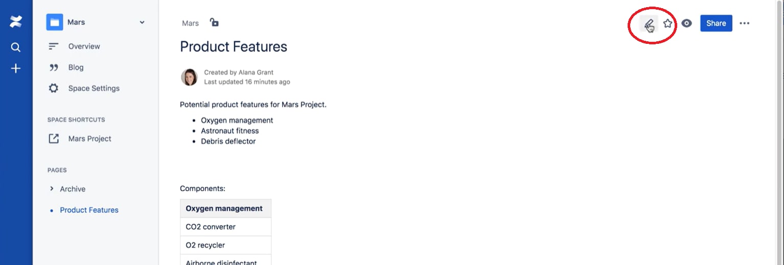 JIRA Confluence: Edit Page
